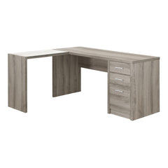 Homeroots 55" Taupe L-Shape Computer Desk With Three Drawers 333382