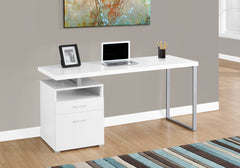 Homeroots 30" White Particle Board and Silver Metal Computer Desk 333384