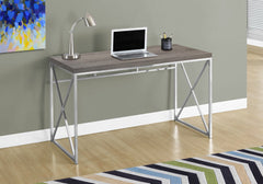 Homeroots 29.75" Dark Taupe Particle Board and Chrome Metal Computer Desk 333407