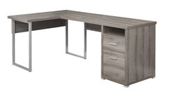 Homeroots 47" Taupe L-Shape Computer Desk With Two Drawers 333443