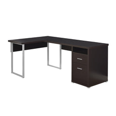 Homeroots 47" Brown L-Shape Computer Desk With Two Drawers 333444