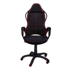 Homeroots Black Fabric Tufted Seat Swivel Adjustable Gaming Chair Fabric Back Plastic Frame 333447
