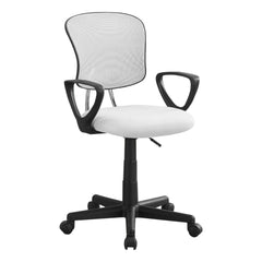 Homeroots White Polyester Seat Swivel Adjustable Task Chair Mesh Back Plastic Frame 333449