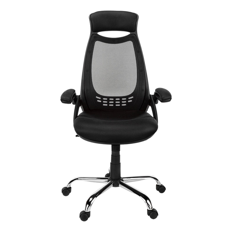 Homeroots Black Polyester Seat Swivel Adjustable Task Chair Mesh Back Plastic Frame 333454