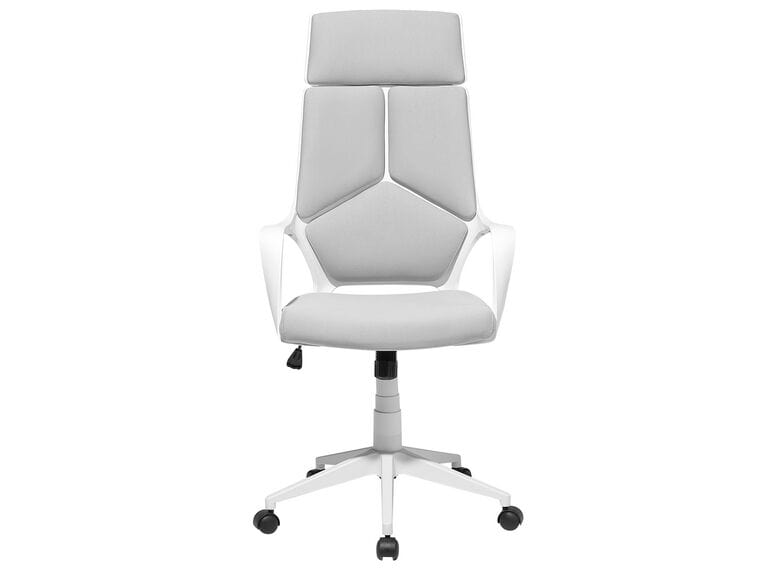 Homeroots Gray Fabric Tufted Seat Swivel Adjustable Executive Chair Fabric Back Plastic Frame 333456