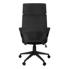 Homeroots Black Fabric Tufted Seat Swivel Adjustable Executive Chair Fabric Back Plastic Frame 333458