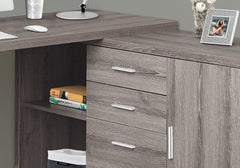 Homeroots 57" Taupe L-Shape Computer Desk With Three Drawers 333460