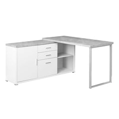 Homeroots 57" Grey L-Shape Computer Desk With Three Drawers 333463