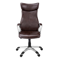 Homeroots Brown Faux Leather Seat Swivel Adjustable Executive Chair Leather Back Steel Frame 333464