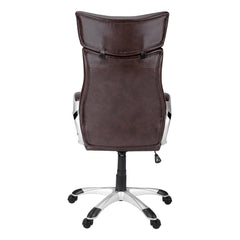 Homeroots Brown Faux Leather Seat Swivel Adjustable Executive Chair Leather Back Steel Frame 333464