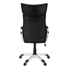 Homeroots Black Faux Leather Tufted Seat Swivel Adjustable Executive Chair Leather Back Steel Frame 333465