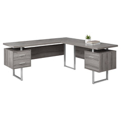 Homeroots 71" Taupe L-Shape Computer Desk With Three Drawers 333469