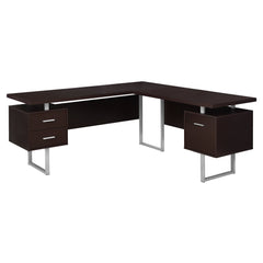 Homeroots 71" Brown L-Shape Computer Desk With Three Drawers 333470