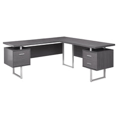 Homeroots 71" Grey L-Shape Computer Desk With Three Drawers 333471