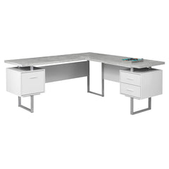 Homeroots 71" Grey L-Shape Computer Desk With Three Drawers 333472