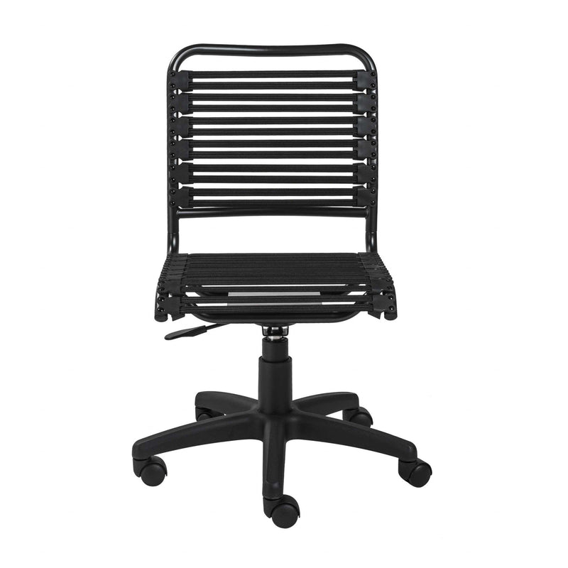 Homeroots Black Swivel Adjustable Task Chair Bungee Back Steel Frame 357511