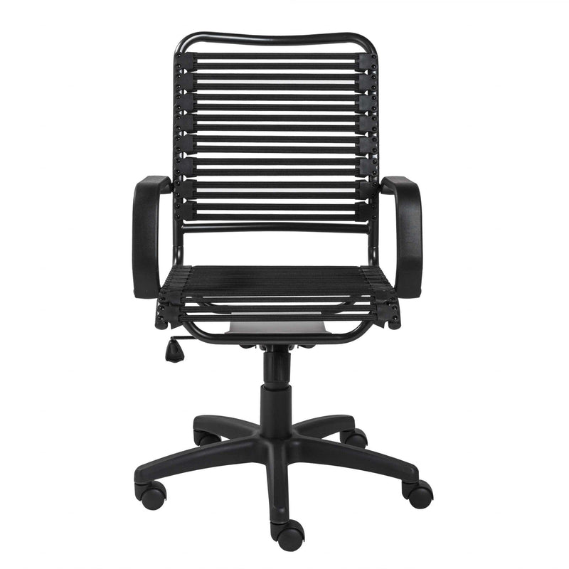Homeroots Black Swivel Adjustable Task Chair Bungee Back Steel Frame 357516