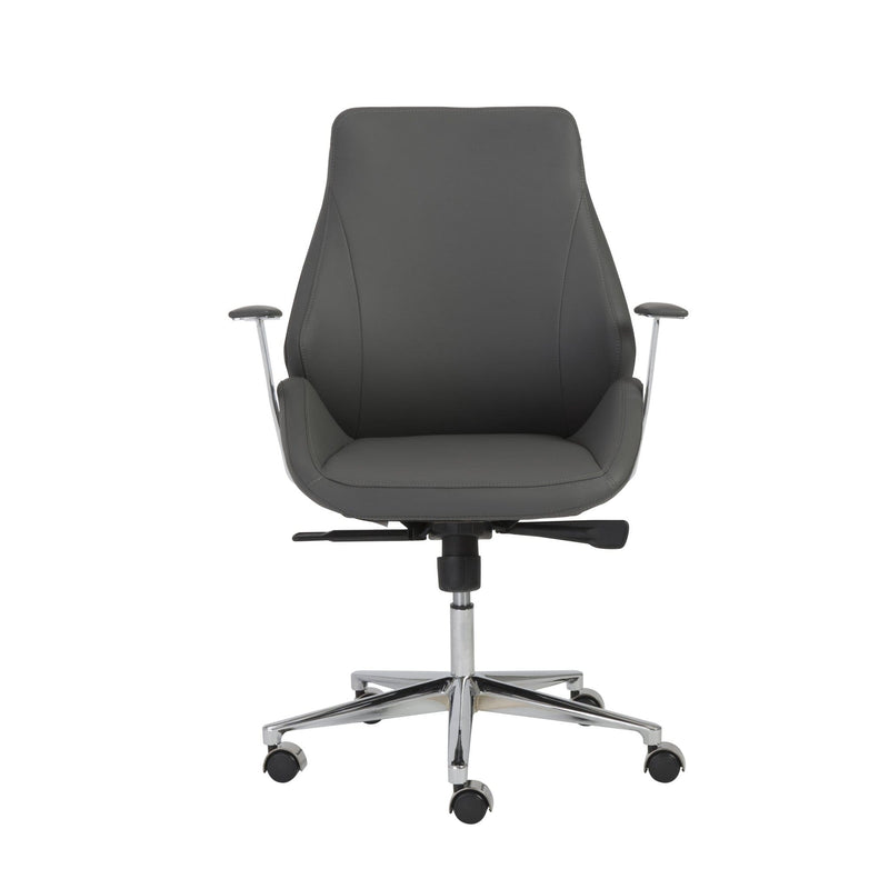 Homeroots Gray Faux Leather Seat Swivel Adjustable Task Chair Leather Back Steel Frame 370496