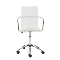 Homeroots White Swivel Adjustable Task Chair Plastic Back Steel Frame 370505