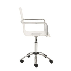 Homeroots White Swivel Adjustable Task Chair Plastic Back Steel Frame 370505