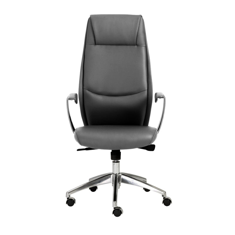 Homeroots Gray Faux Leather Seat Swivel Adjustable Task Chair Leather Back Steel Frame 370507