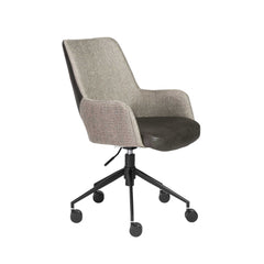 Homeroots Slate Gray Linen Seat Swivel Adjustable Task Chair Fabric Back Steel Frame 370513