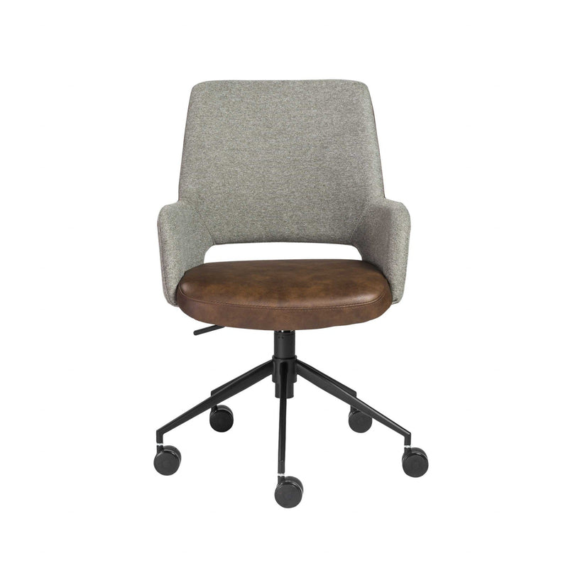 Homeroots Gray Linen Seat Swivel Adjustable Task Chair Fabric Back Steel Frame 370514