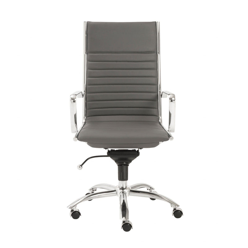 Homeroots Gray Faux Leather Seat Swivel Adjustable Task Chair Leather Back Steel Frame 370519