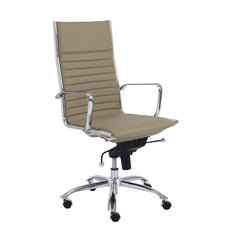 Homeroots Taupe Faux Leather Seat Swivel Adjustable Task Chair Leather Back Steel Frame 370520