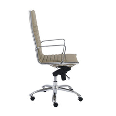 Homeroots Taupe Faux Leather Seat Swivel Adjustable Task Chair Leather Back Steel Frame 370520