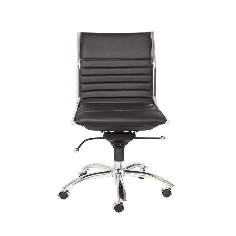 Homeroots Black Faux Leather Seat Swivel Adjustable Task Chair Leather Back Steel Frame 370523