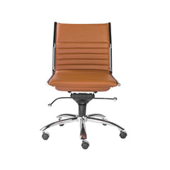 Homeroots Brown Faux Leather Seat Swivel Adjustable Task Chair Leather Back Steel Frame 370526