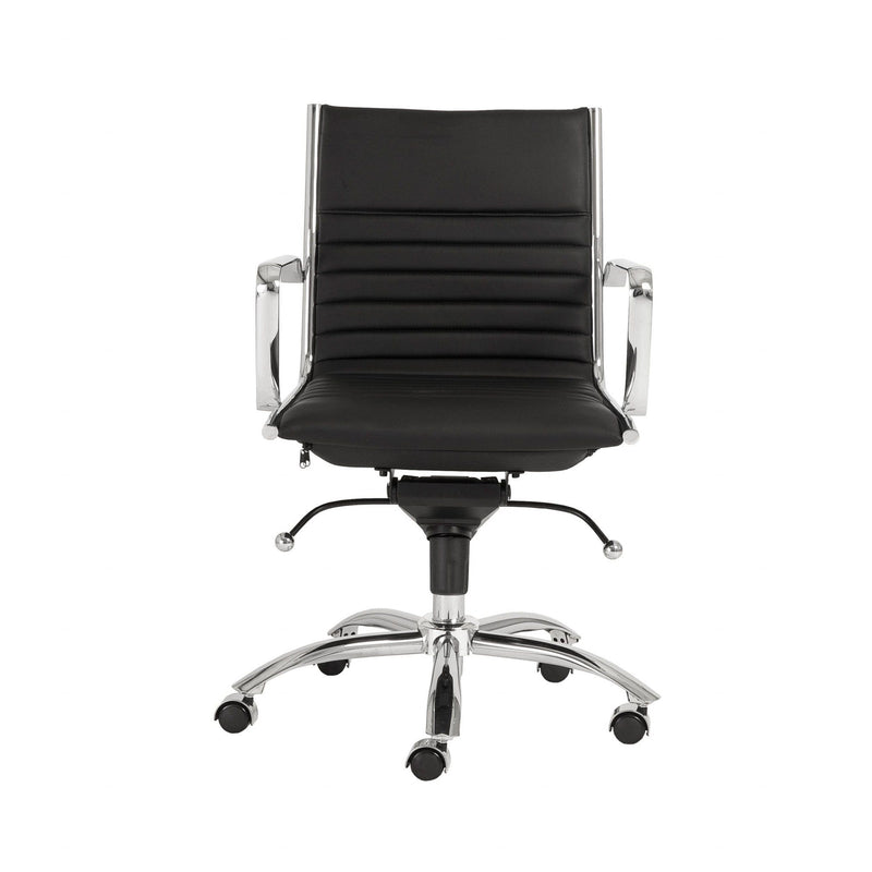 Homeroots Black Faux Leather Seat Swivel Adjustable Task Chair Leather Back Steel Frame 370531
