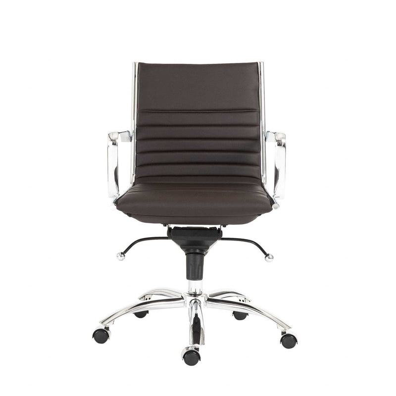Homeroots Brown Faux Leather Seat Swivel Adjustable Task Chair Leather Back Steel Frame 370533