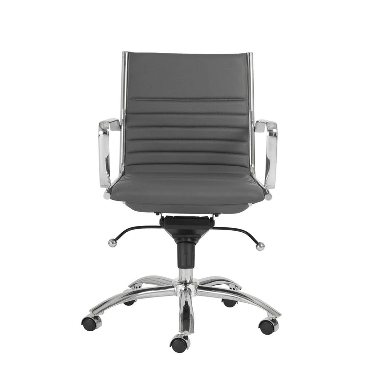 Homeroots Gray Faux Leather Seat Swivel Adjustable Task Chair Leather Back Steel Frame 370535