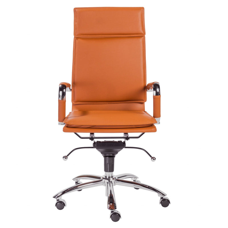 Homeroots Brown Faux Leather Seat Swivel Adjustable Task Chair Leather Back Steel Frame 370548