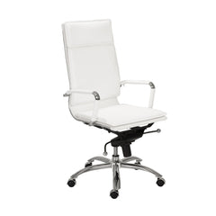 Homeroots White Faux Leather Seat Swivel Adjustable Task Chair Leather Back Steel Frame 370550