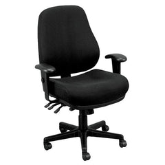 Homeroots Black Fabric Tufted Seat Swivel Adjustable Task Chair Fabric Back Plastic Frame 372331