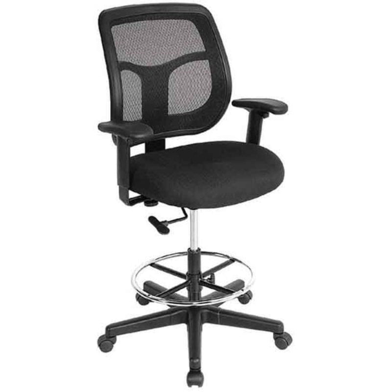 Homeroots Black Fabric Seat Swivel Adjustable Drafting Chair Mesh Back Plastic Frame 372349