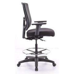 Homeroots Black Fabric Seat Swivel Adjustable Drafting Chair Mesh Back Plastic Frame 372351