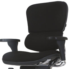 Homeroots Black Fabric Tufted Seat Swivel Adjustable Task Chair Fabric Back Steel Frame 372353