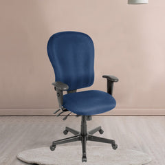Homeroots Navy Blue Fabric Seat Swivel Adjustable Task Chair Fabric Back Plastic Frame 372354