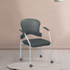 Homeroots Set Of Two Black Fabric Seat Swivel Adjustable Task Chair Plastic Back Plastic Frame 372365