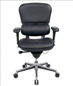 Homeroots Black Faux Leather Seat Swivel Adjustable Task Chair Leather Back Plastic Frame 372373