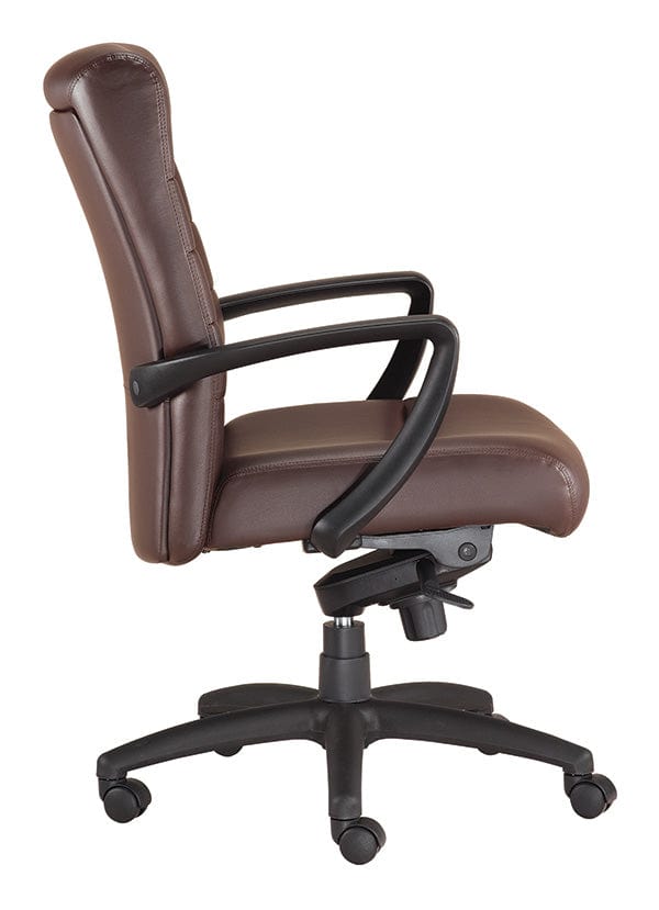 Homeroots Brown Faux Leather Tufted Seat Swivel Adjustable Task Chair Leather Back Plastic Frame 372376