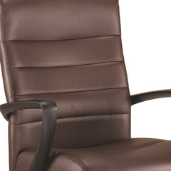 Homeroots Brown Faux Leather Tufted Seat Swivel Adjustable Task Chair Leather Back Plastic Frame 372379