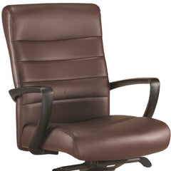Homeroots Brown Faux Leather Tufted Seat Swivel Adjustable Task Chair Leather Back Plastic Frame 372379