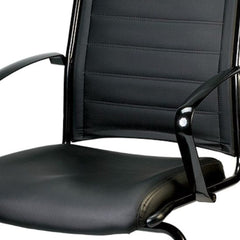 Homeroots Black Faux Leather Tufted Seat Swivel Task Chair Leather Back Steel Frame 372380