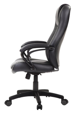 Homeroots Black Faux Leather Tufted Seat Swivel Adjustable Task Chair Leather Back Plastic Frame 372382