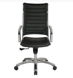 Homeroots Black Faux Leather Tufted Seat Swivel Adjustable Task Chair Leather Back Steel Frame 372383